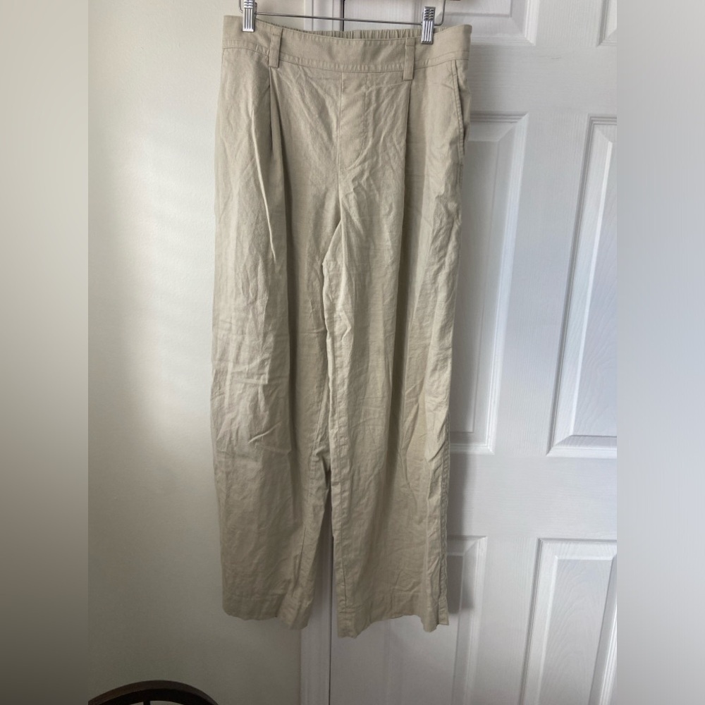 Vince pleat front pull on linen blend pants size M - Picture 2 of 6